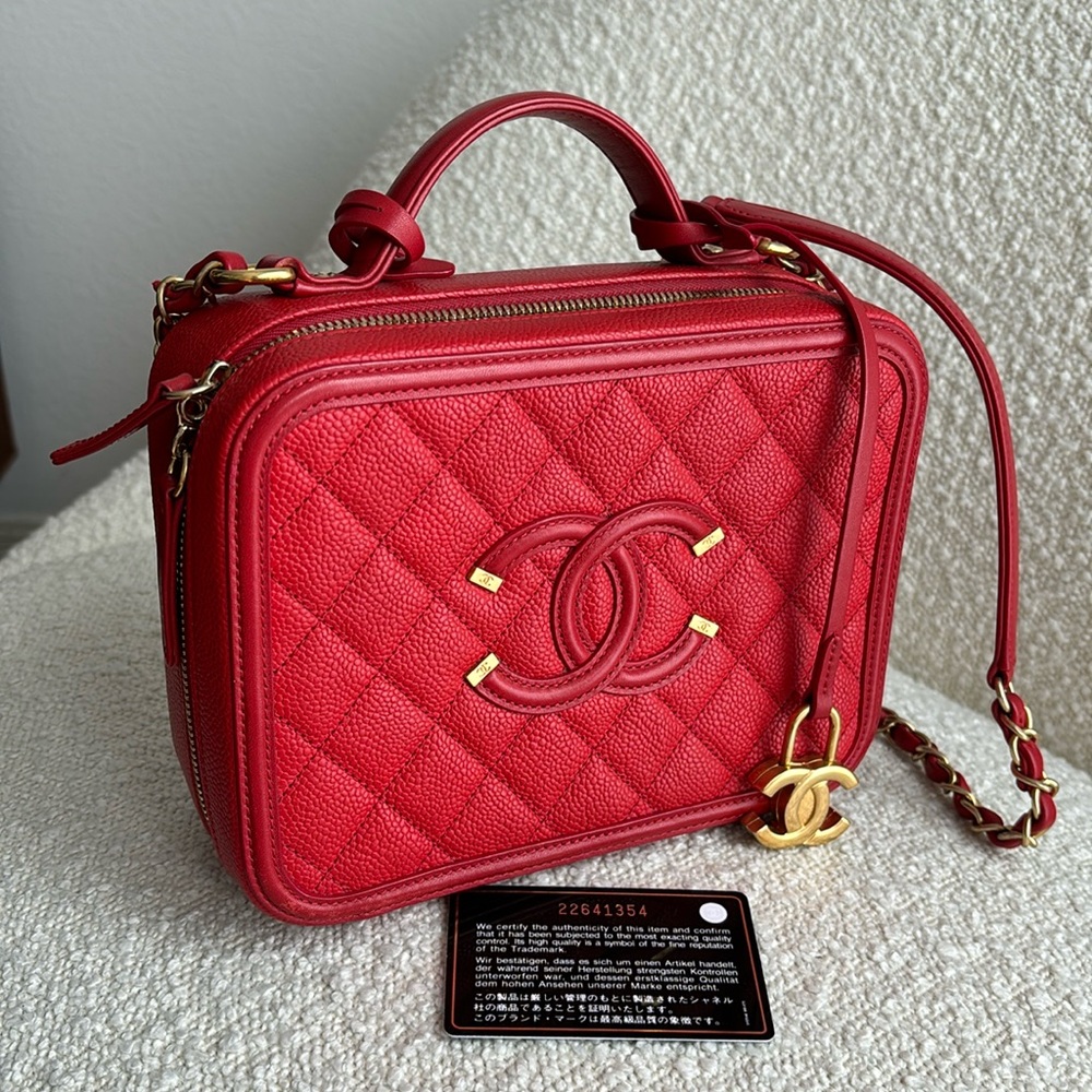 CHANEL Red Classic Shoulder Bag with Iconic Quilted Design